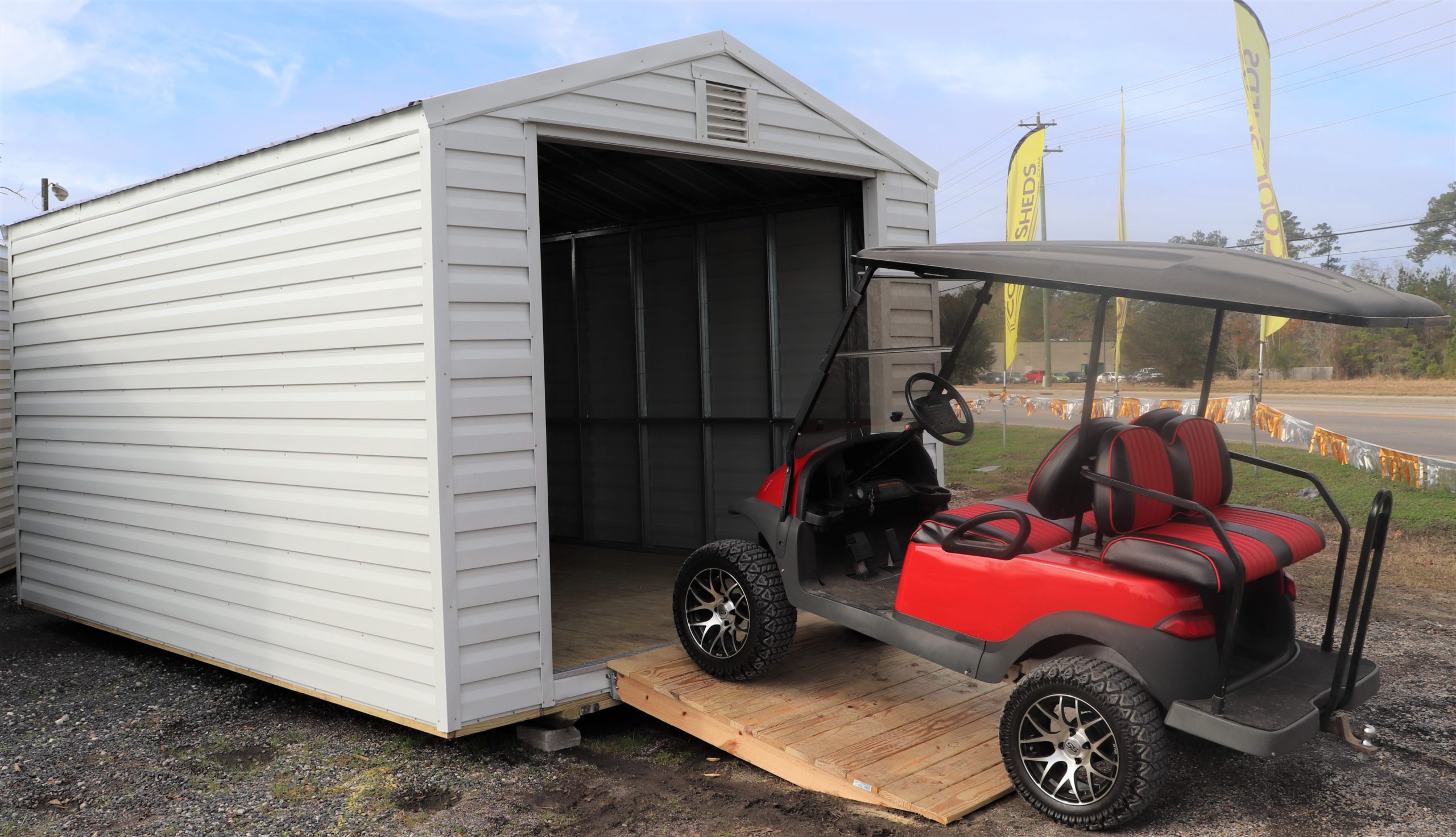 Lean to shed for golf cart
